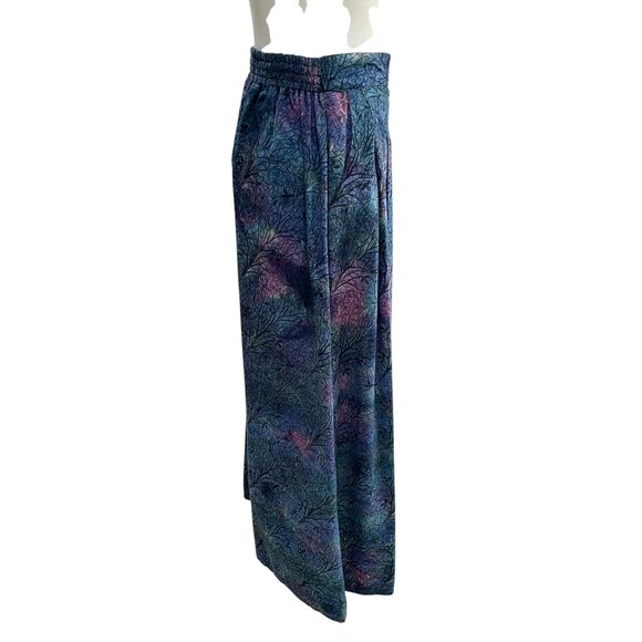 Galaxy Tree Print Wide Leg Pants Elastic Waist Boho Artsy Festival Cottagecore - Picture 7 of 9